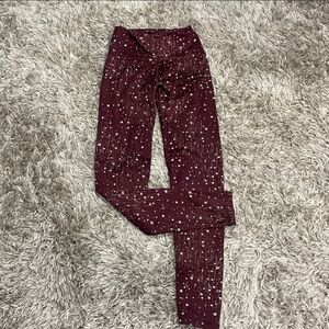 Aerie Maroon Star Pattern Kids Leggings